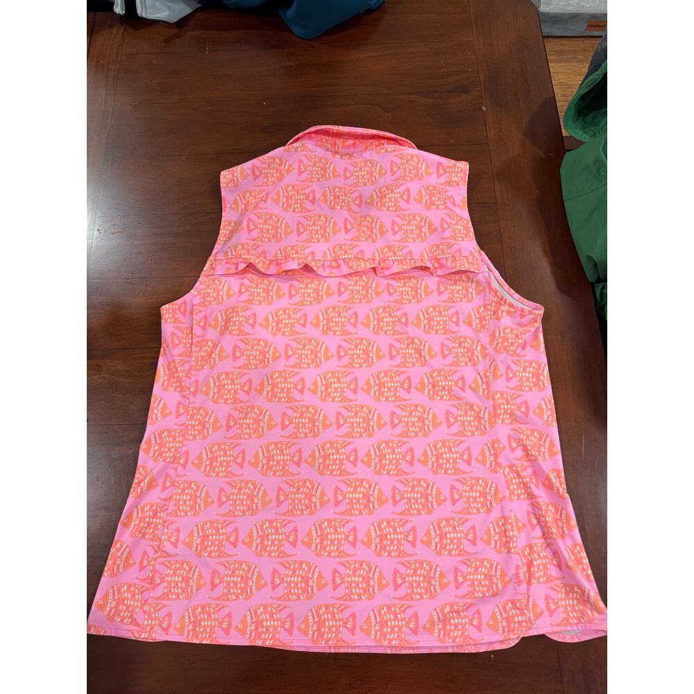 Vineyard Vines Performance Sleeveless Polo pink Orange Fish Woman XL - Picture 6 of 7